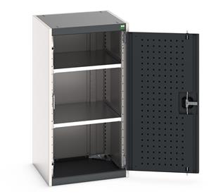 Bott cupboard with Perfo Panel Lined Doors - Overall dimensions of 525mm wide x 525mm deep x 1000mm high Internal cupboard dimensions of 468mm wide x 445mm deep x 900mm high. Bott Cubio cupboard has lockable steel doors with the option of perfo... Bott Tool Storage Cupboards for workshops with Shelves and or Perfo Doors